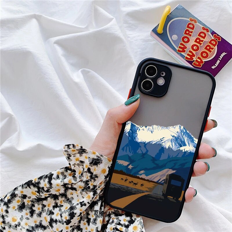 Aesthetic Art Painted Mountain Scenery Iphone Case