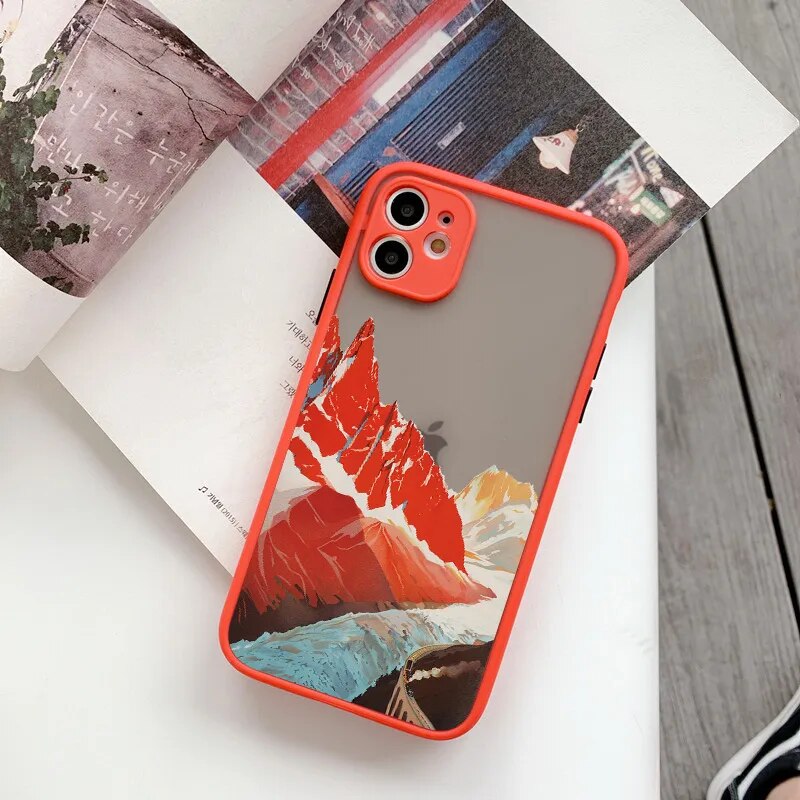 Aesthetic Art Painted Mountain Scenery Iphone Case