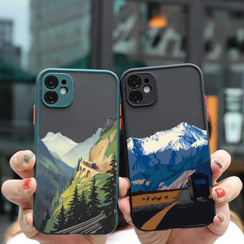 Aesthetic Art Painted Mountain Scenery Iphone Case