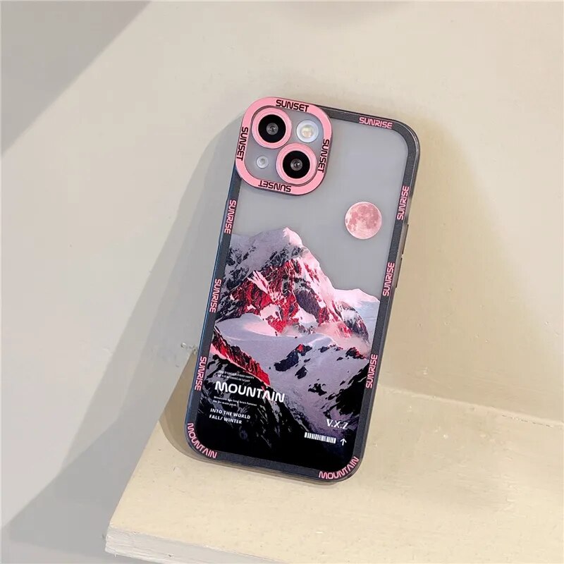 Retro Sunset Snow Mountain Iphone Case