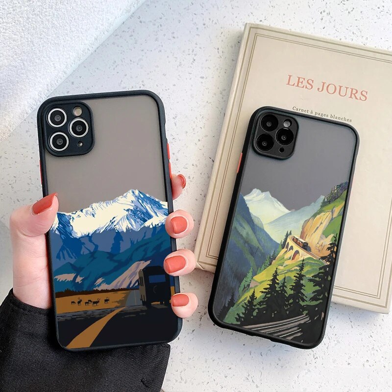 Aesthetic Art Painted Mountain Scenery Iphone Case