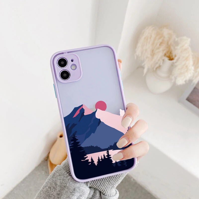 Aesthetic Art Painted Mountain Scenery Iphone Case