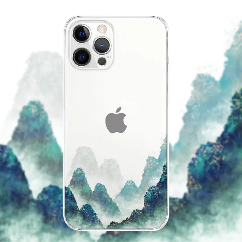 Mountain Forest Cloud Clear Printed Iphone Case