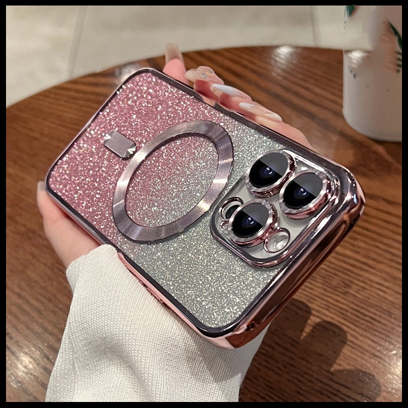 Plating Gradient Glitter Clear Woman Iphone Case