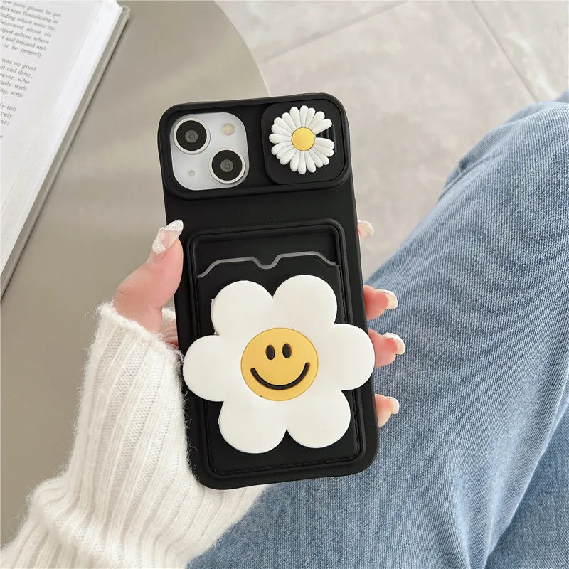 Cute Cartoons Wallet Card Iphone Case