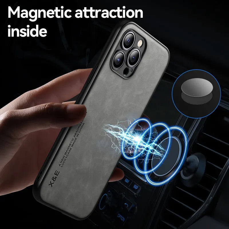 Magnetic Leather Case for iPhone