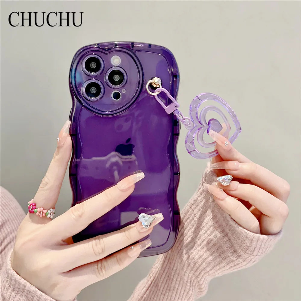 3D Love Heart Wave Clear Iphone Case