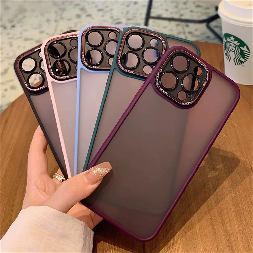 Luxury Matte Camera Protector Soft Bumper Iphone Case