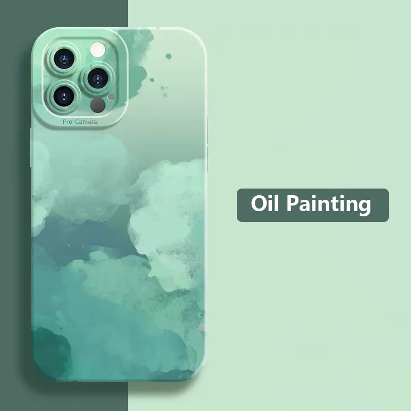 Oil Painting Flower Matte Silicone Phone Case For iPhone