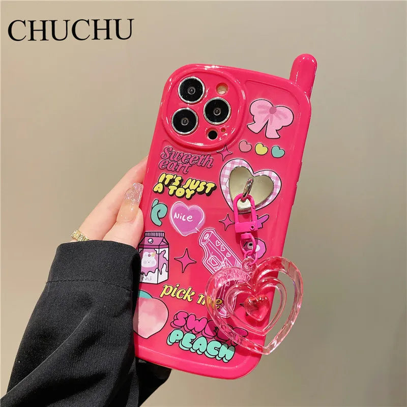 3D Telephone Cartoon Cute Girl Iphone Case