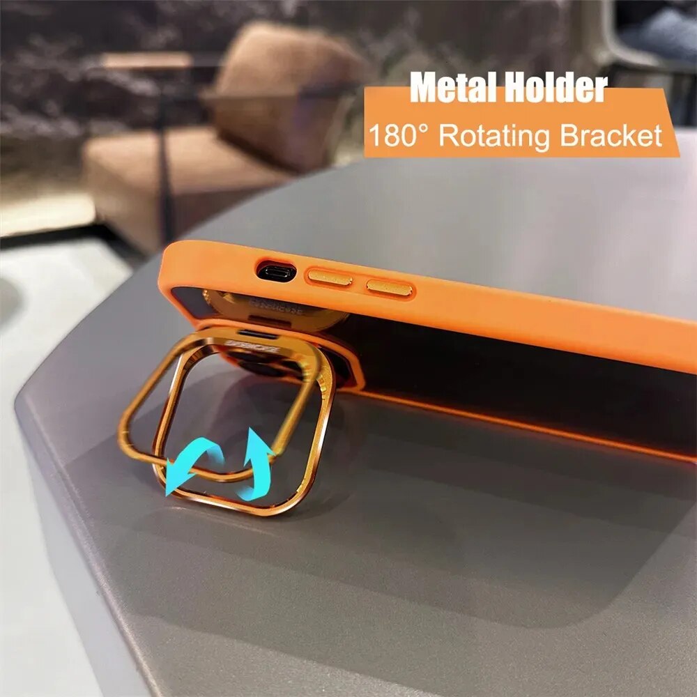 Lens Metal Ring Protector Stand Iphone Case