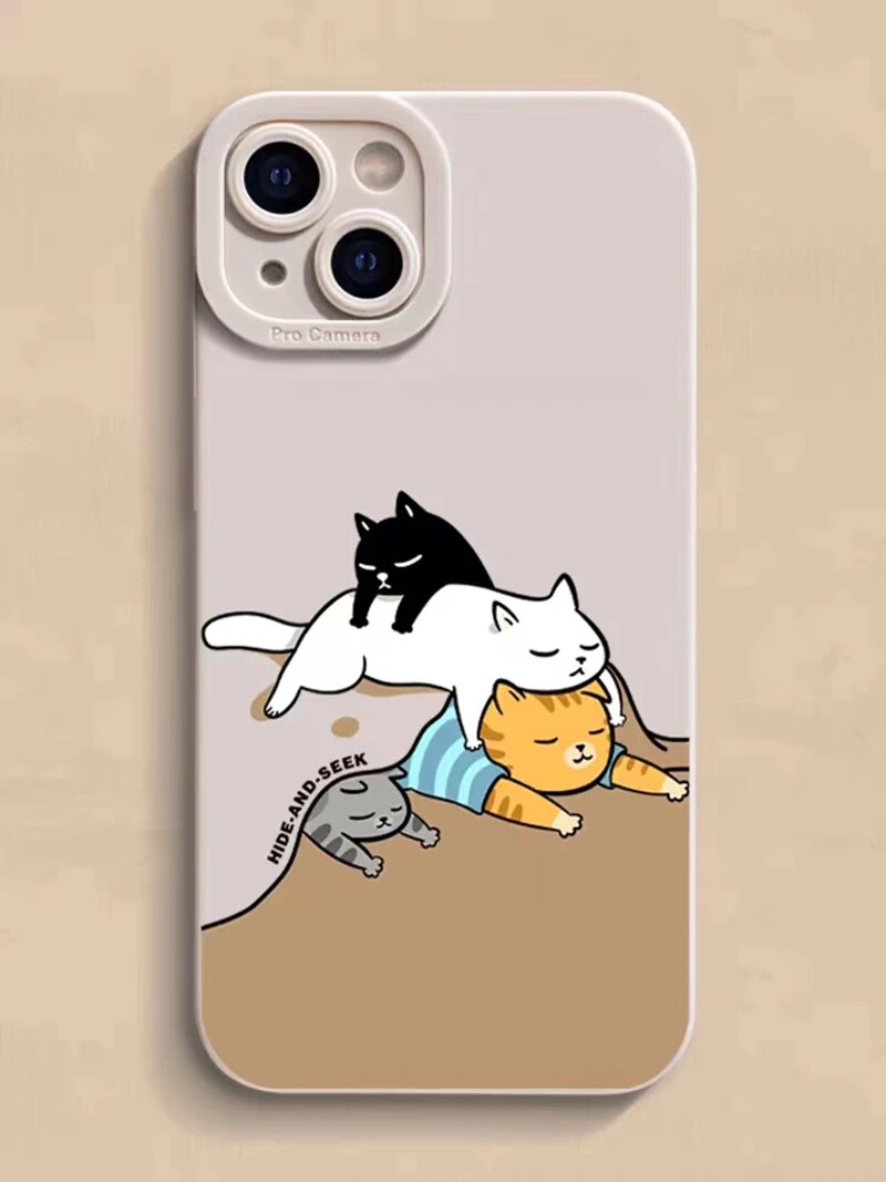 Cartoon Cat Dog Hide-And-Seek Iphone Case