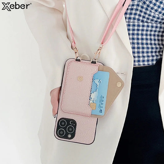 Luxury Crossbody Lanyard Belt Wallet Iphone Case