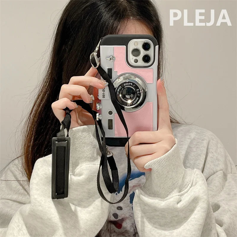 Fashion Crossbody Strap 3D Camera Iphone Case