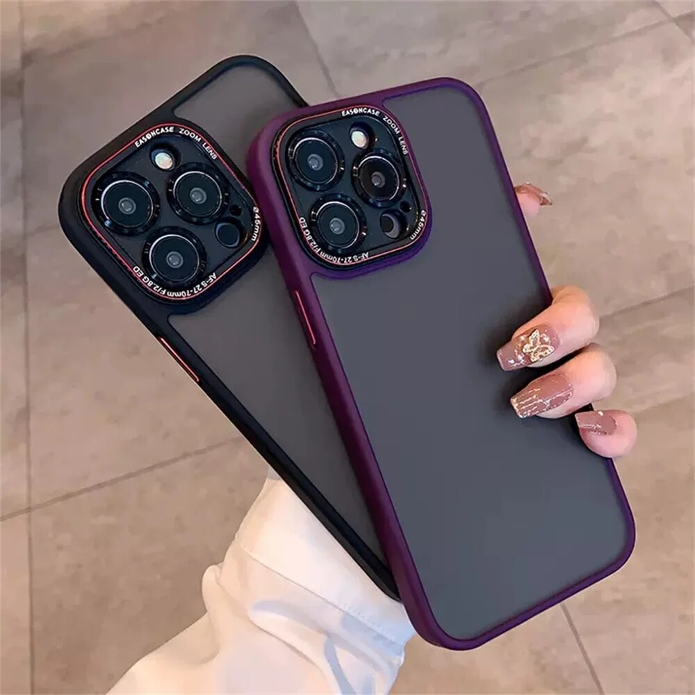 Luxury Matte Camera Protector Soft Bumper Iphone Case