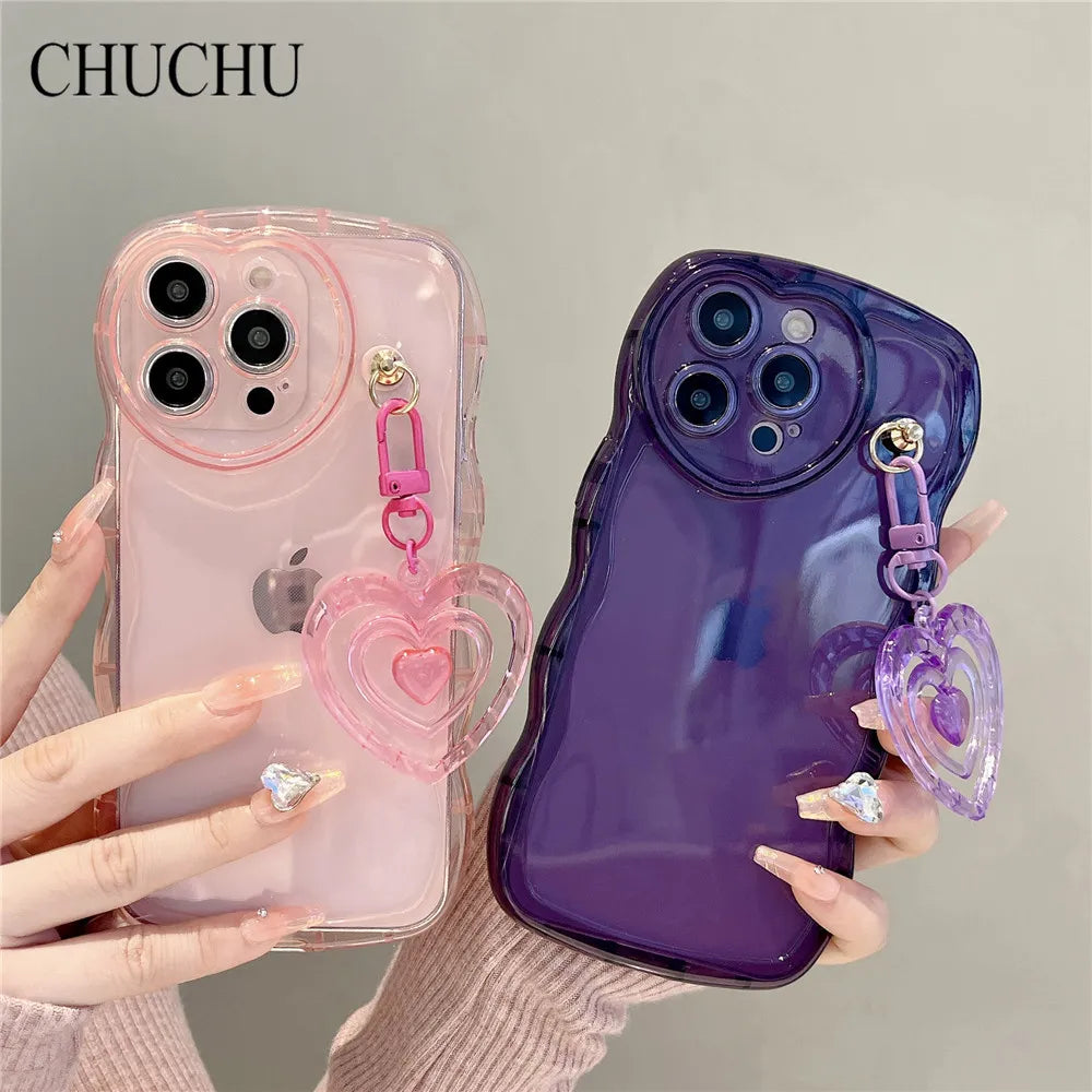 3D Love Heart Wave Clear Iphone Case