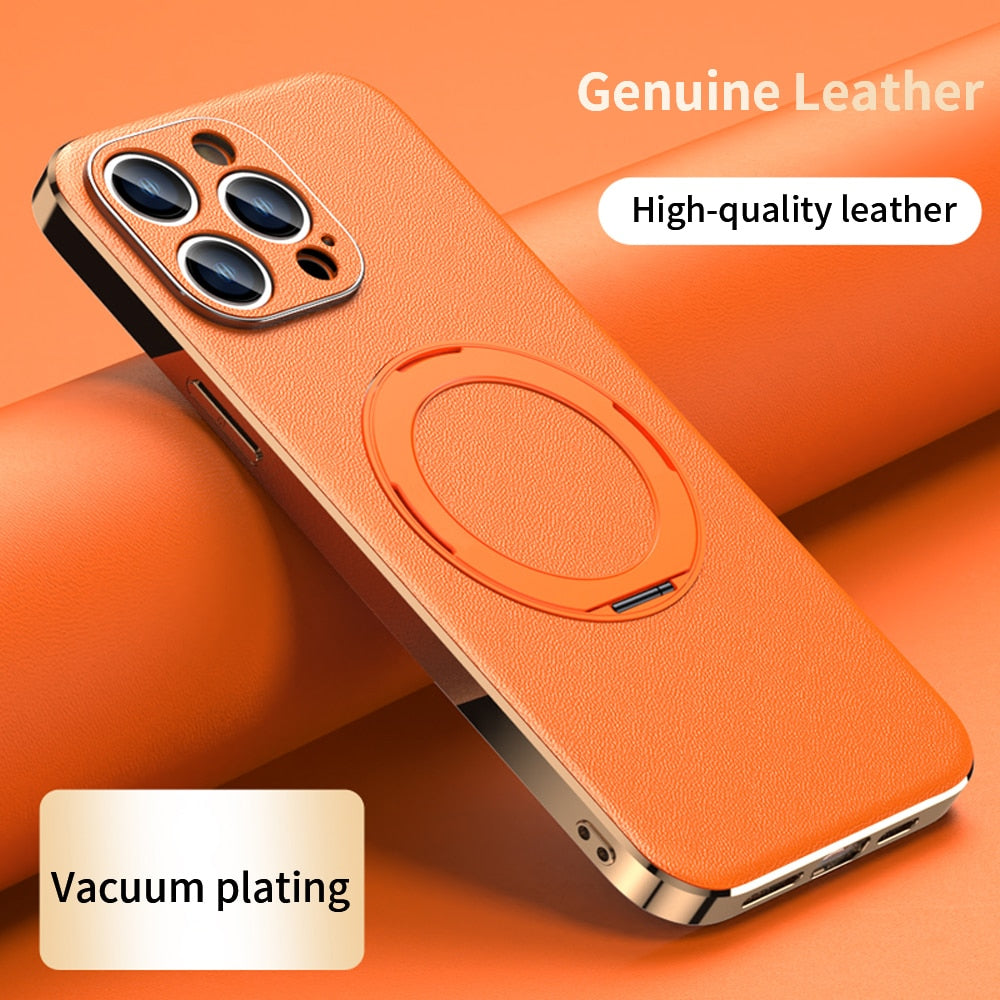 Magnetic Leather Holder Iphone Case