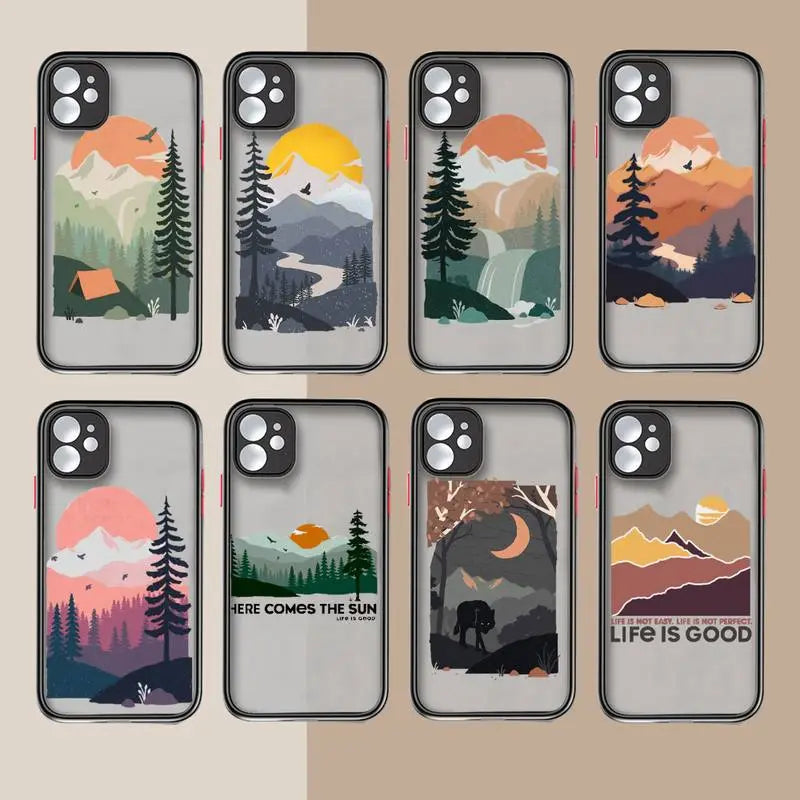 Mountain Tree Sunset art Iphone Case