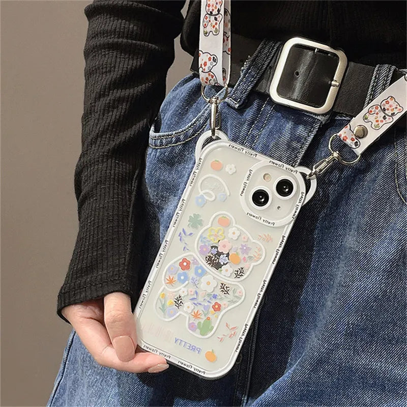 Korean Cute Crossbody Lanyard Iphone Case