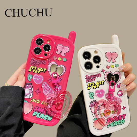 3D Telephone Cartoon Cute Girl Iphone Case