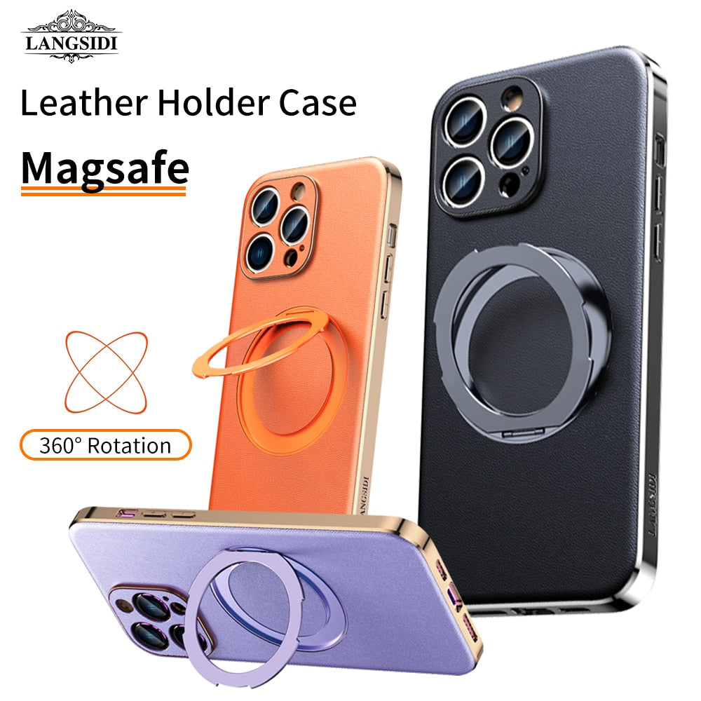 Magnetic Leather Holder Iphone Case