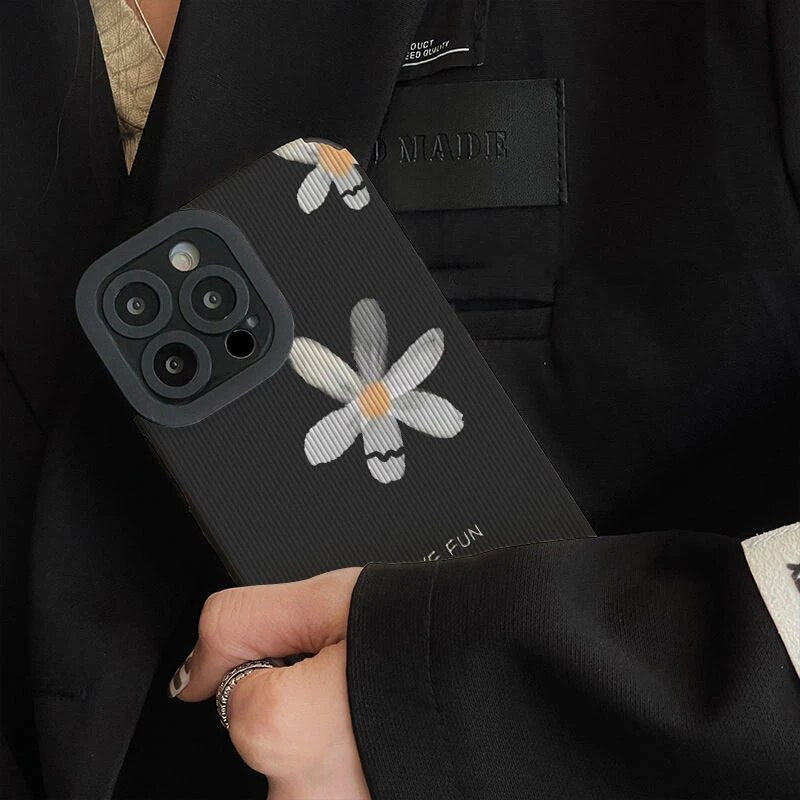 Simple Daisy Flowers Black Iphone Case