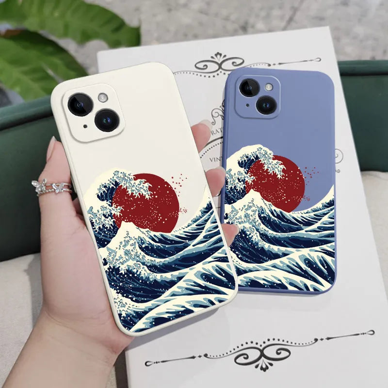 Red Sun Sea Waves Iphone Case