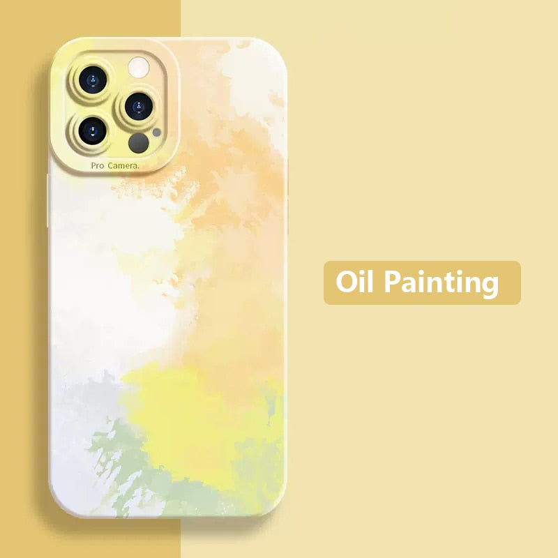 Oil Painting Flower Matte Silicone Phone Case For iPhone