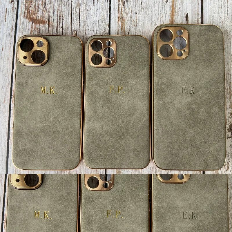 Electroplated Frame Lambskin Initials Iphone Case