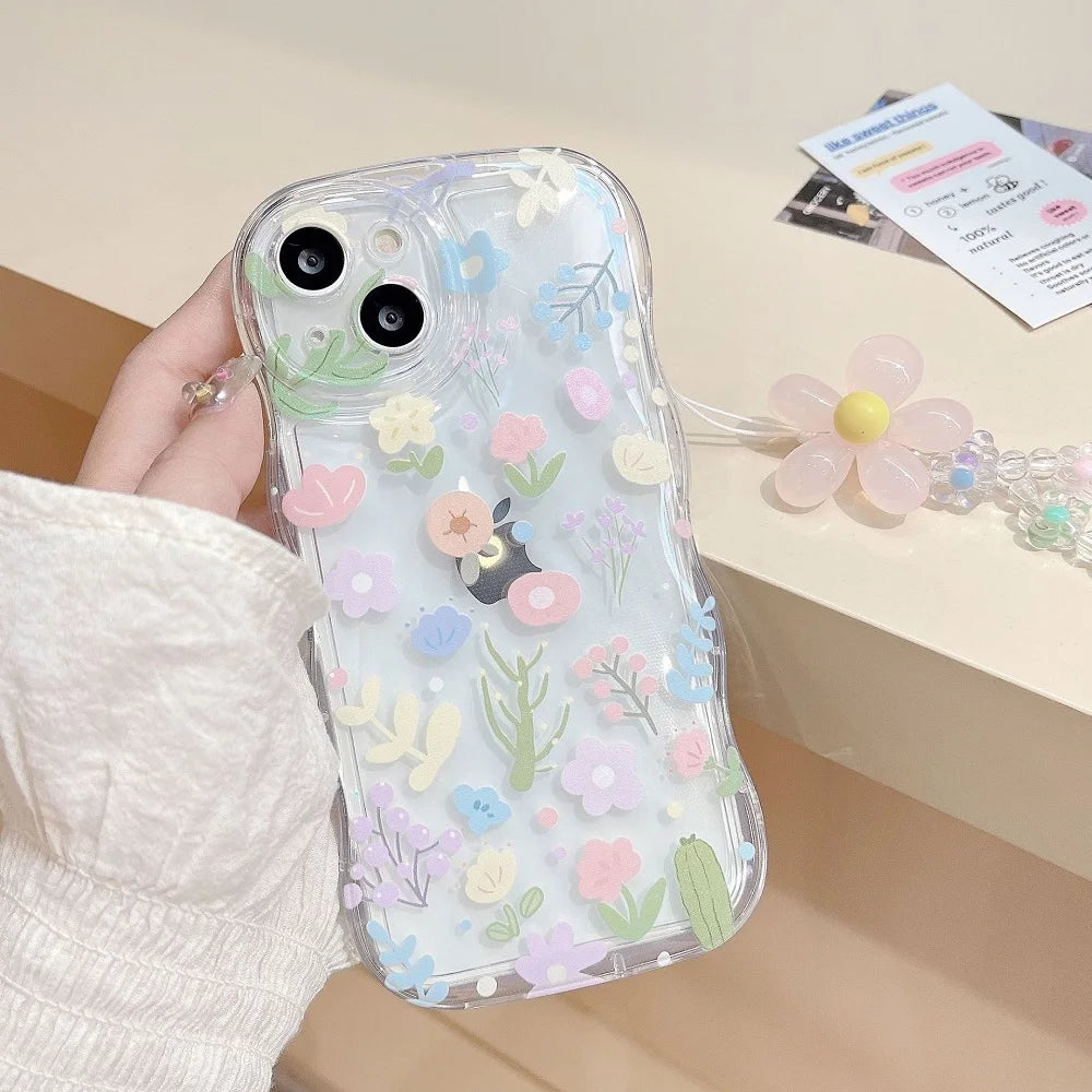 Cute Flower Wavy Clear Iphone Case