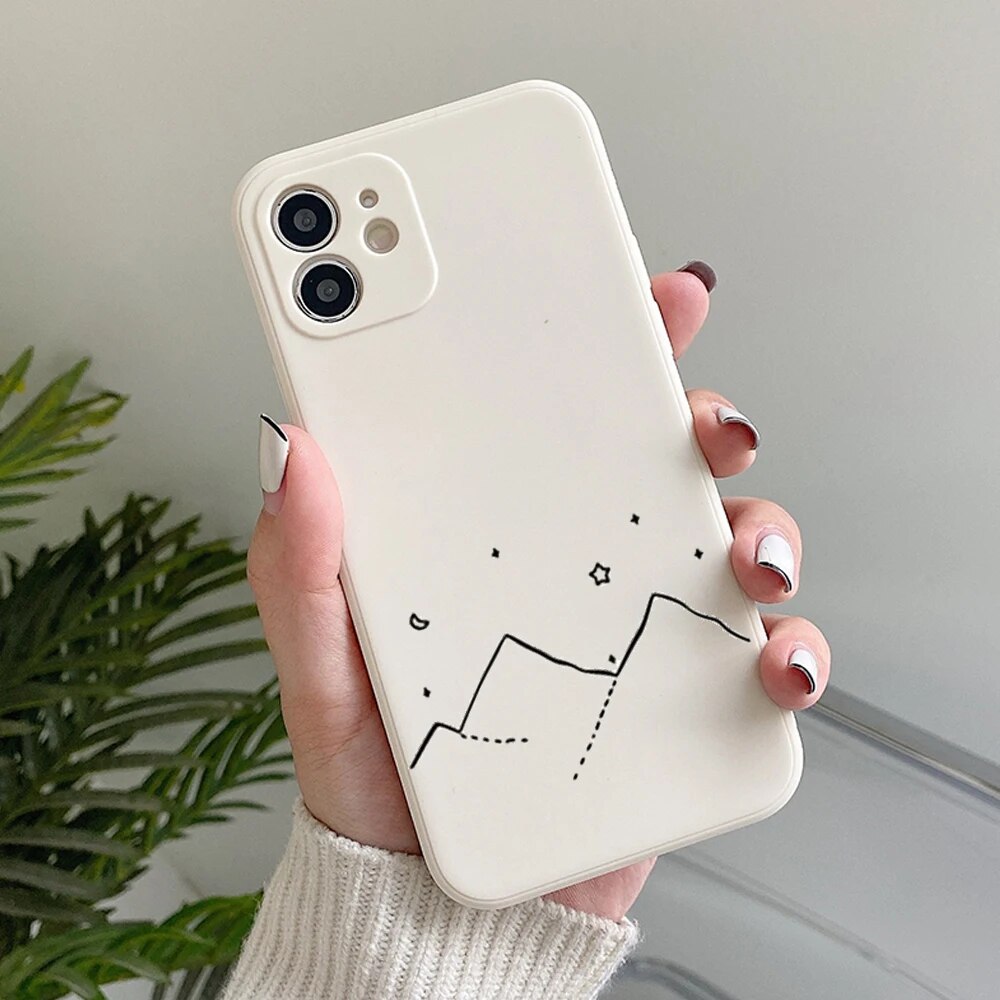 Line Mountain Scenery Iphone Case