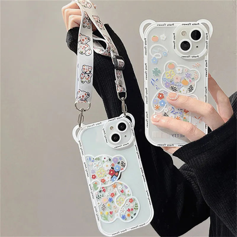 Korean Cute Crossbody Lanyard Iphone Case