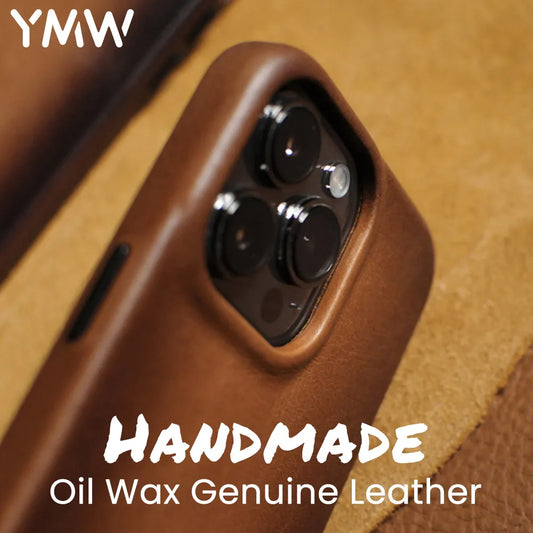 YMW Handmade Oil Wax Genuine Leather Iphone Case