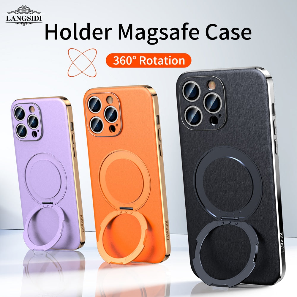 Magnetic Leather Holder Iphone Case