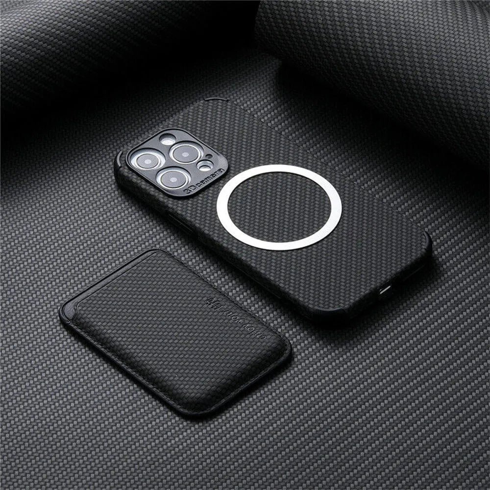 Carbon Fiber Card Holder Magnetic Iphone Case