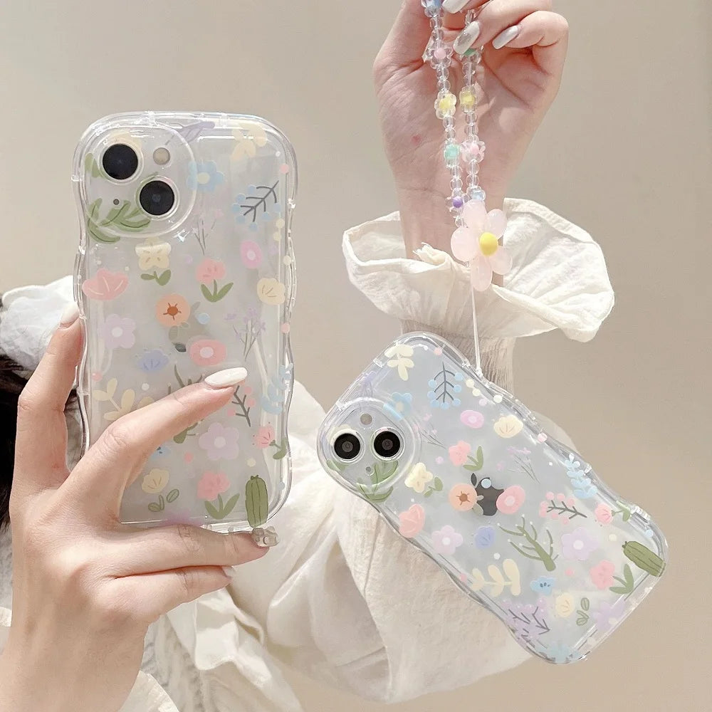 Cute Flower Wavy Clear Iphone Case