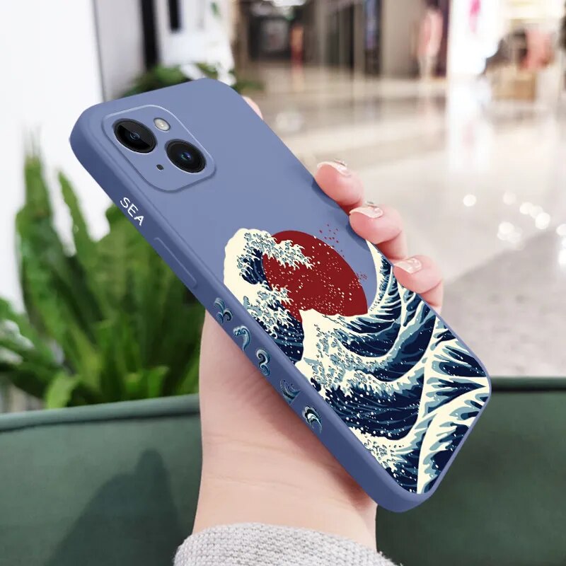 Red Sun Sea Waves Iphone Case