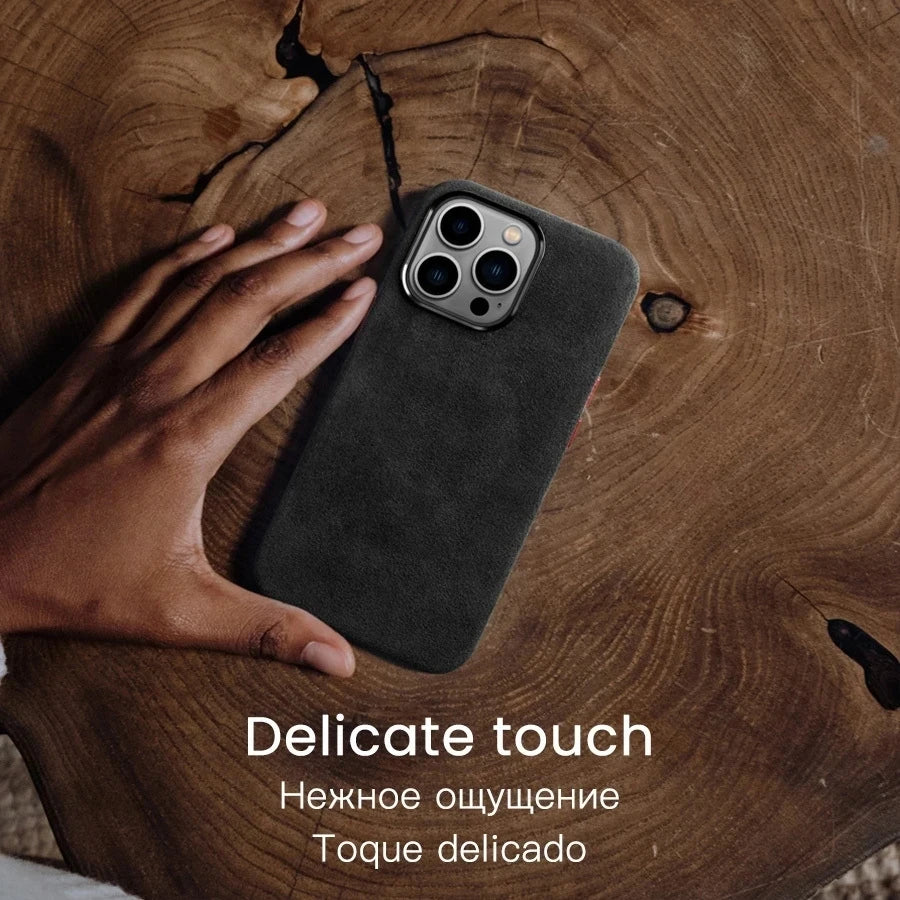 Stylish Leather Business Turn Fur Iphone Case