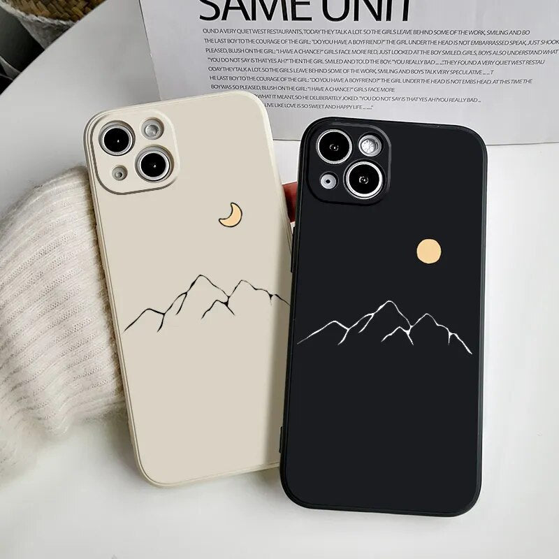 Line Mountain Scenery Iphone Case