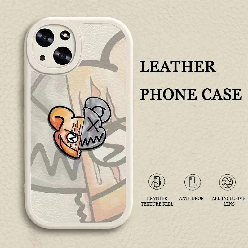 Devil Rabbit Printed Leather Iphone case