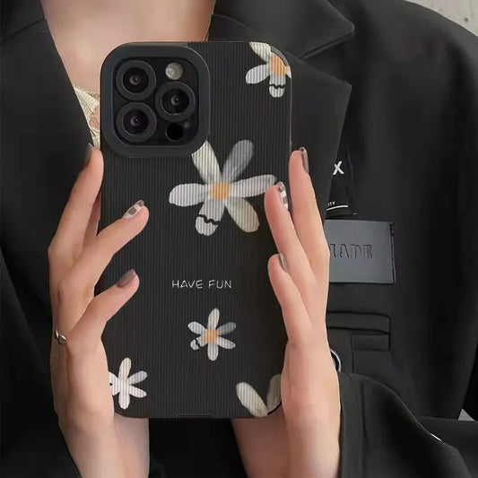 Simple Daisy Flowers Black Iphone Case