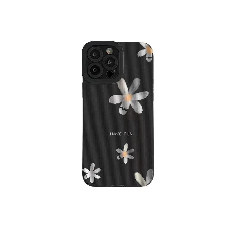 Simple Daisy Flowers Black Iphone Case