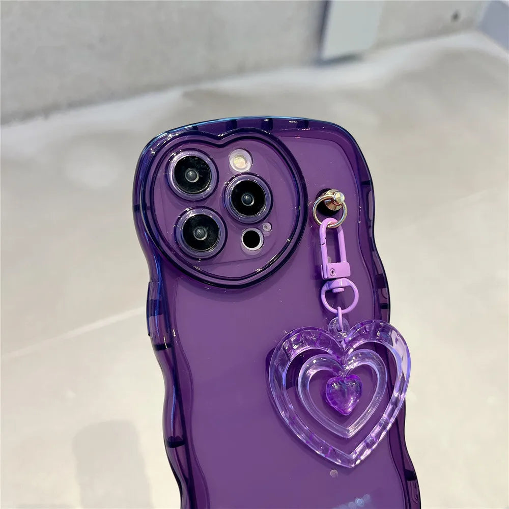 3D Love Heart Wave Clear Iphone Case