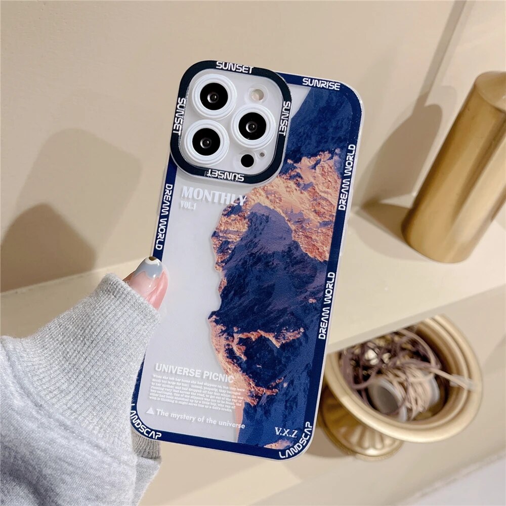 Retro Sunset Snow Mountain Iphone Case