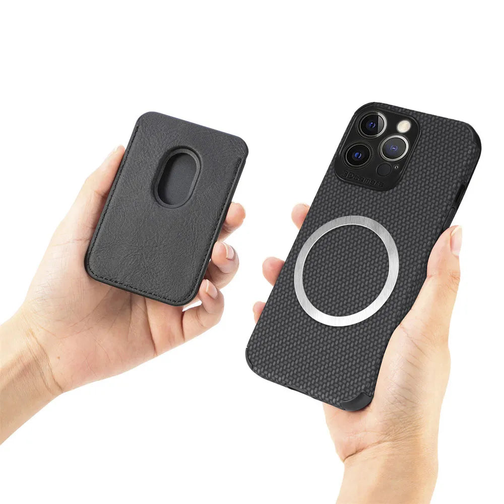 Carbon Fiber Card Holder Magnetic Iphone Case