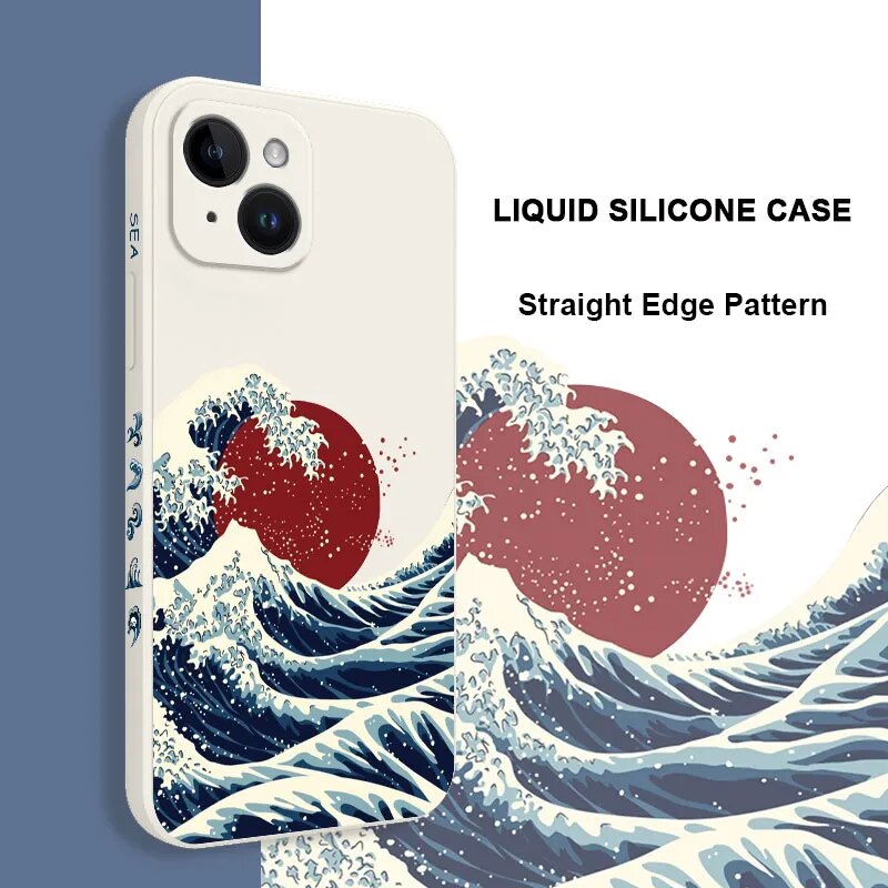 Red Sun Sea Waves Iphone Case