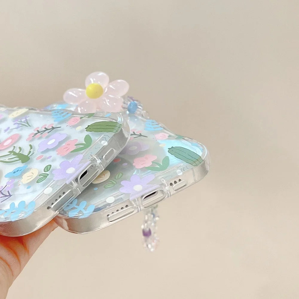 Cute Flower Wavy Clear Iphone Case