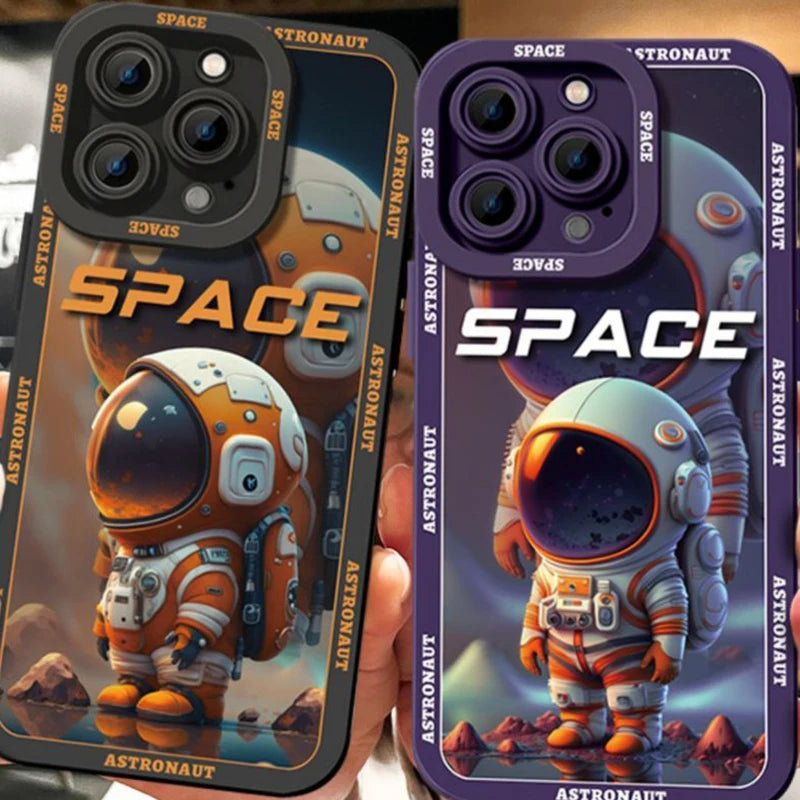 Black Cute Astronauts Iphone Case