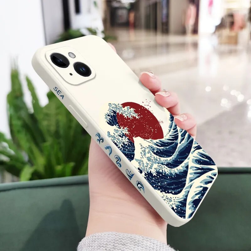 Red Sun Sea Waves Iphone Case