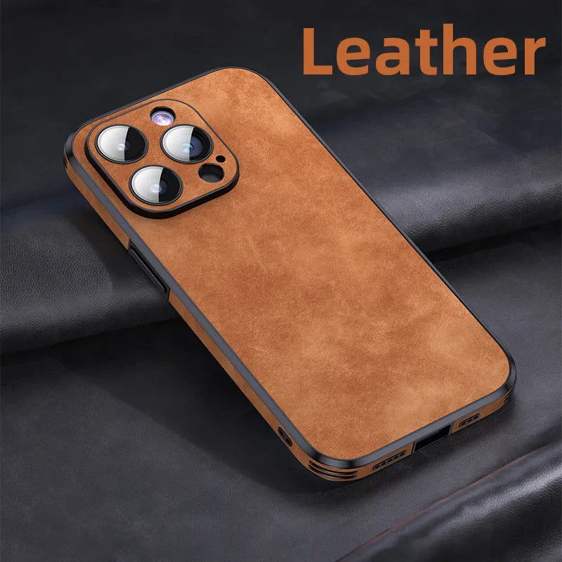 Luxury Full Protection Silicone Bumper Shockproof Business Leather Iphone Case